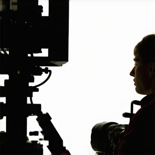 Advanced Cinematography Setup Professional filmmaker's high-end camera and lighting equipment setup