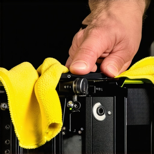 A filmmaker carefully cleaning a high-end cinema projector to ensure longevity and optimal performance.
