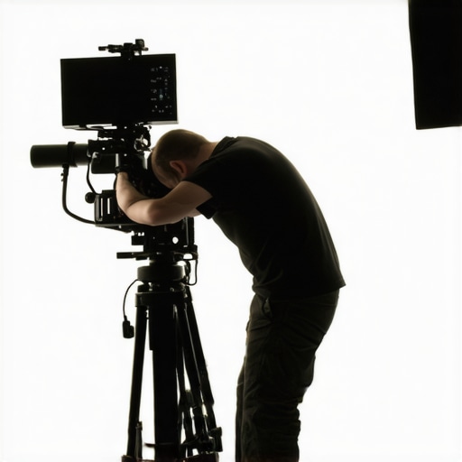 Filmmaker installing a high-end cinema projector in a studio