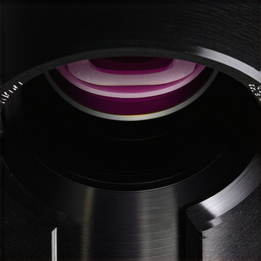 High-end cine lens showing optical coatings and internal glass structure for premium high-resolution filming