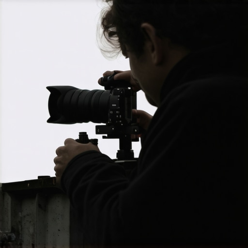 Filmmaker adjusting magnetic support on metal structure during filming