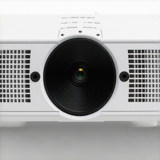 High-end laser projector with custom soundproof enclosure and noise reduction modifications, showing quiet operation in a dark room