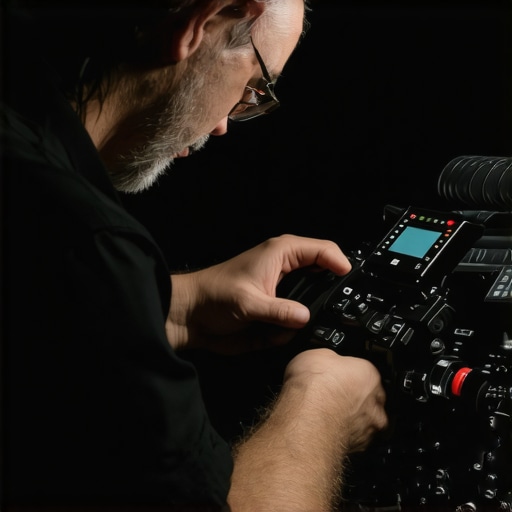 Maintenance Tools for Filmmaking Equipment Technician inspecting cine gear with diagnostic tools in studio
