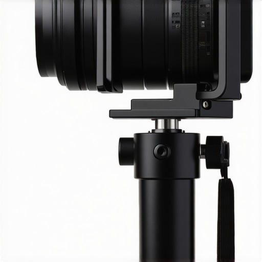 A high-end titanium camera mount firmly connected to a cinema camera during a high-resolution shoot.