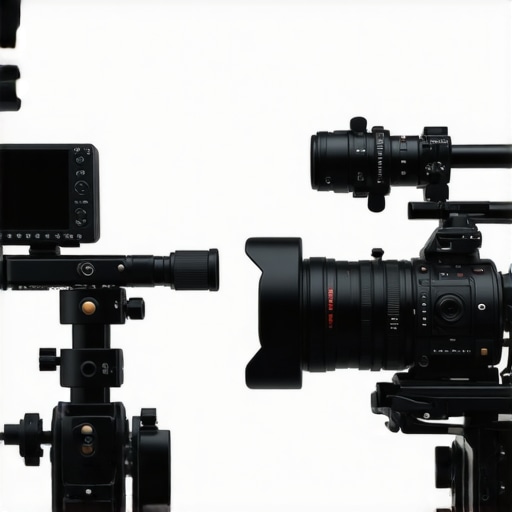 Professional Cinema Support Equipment A setup of professional cine supports with AI stabilization tech in a studio environment