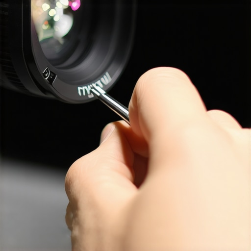 Close-up of a professional focus gear being fine-tuned on a cine lens