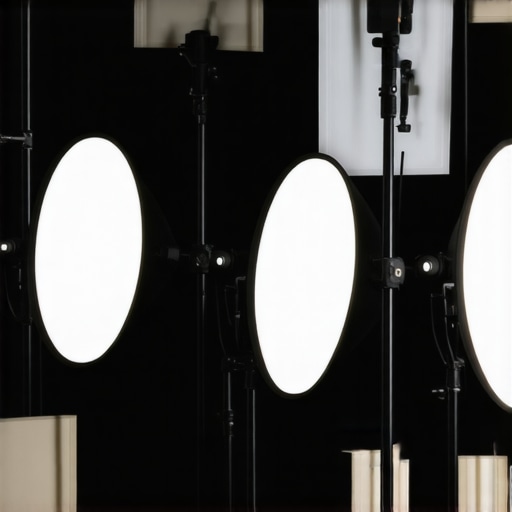 A detailed setup of diffusers and flags for cinematic lighting in a studio