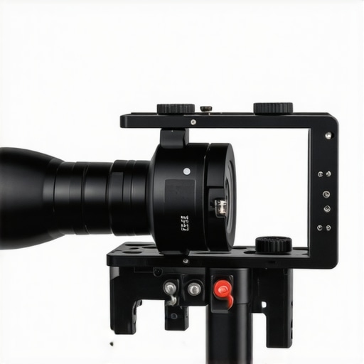 Close-up of hands tightening bolts on a film camera support rig with tools.