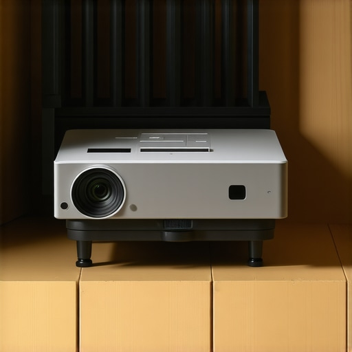 A projector with fans and heat sinks in a small, well-ventilated enclosure.
