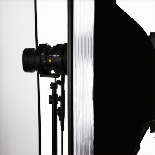 Close-up of softboxes and flags used in professional film lighting