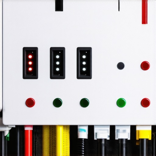 Home Theater Power Conditioner System A modern power conditioning unit with organized power cables in a home cinema setup.