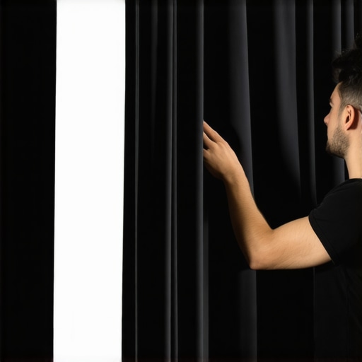 Person installing black fabric behind a projection screen to improve contrast