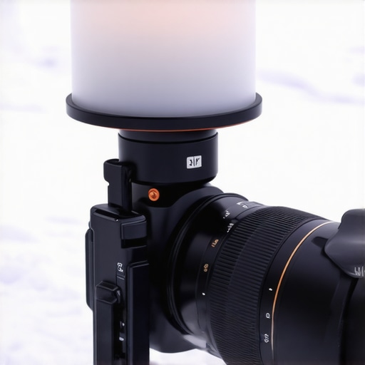 Lens with Heater in Cold Conditions A cine lens with a small heater attached on an outdoor winter shoot