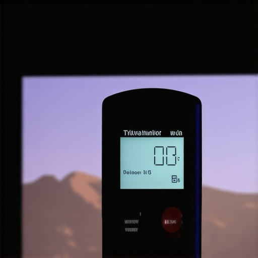 Person using a light meter on a home theater projection screen during calibration