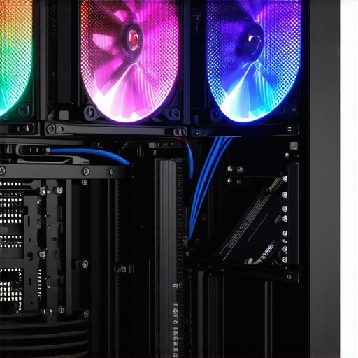 A high-performance PC with custom water cooling and multiple case fans, monitoring temperature readings.