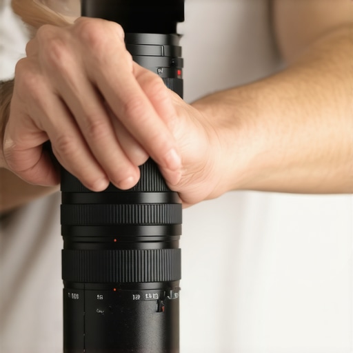 A technician cleaning a cine lens with care to ensure optimal performance