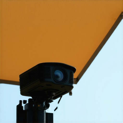 Outdoor projector with shade blocking sunlight