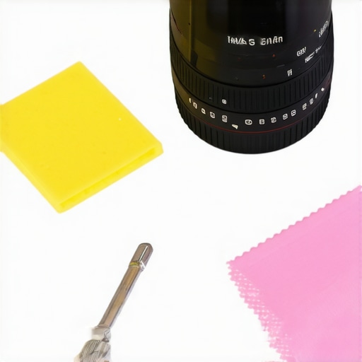 A technician carefully cleaning a cinema lens with a specialized cloth.