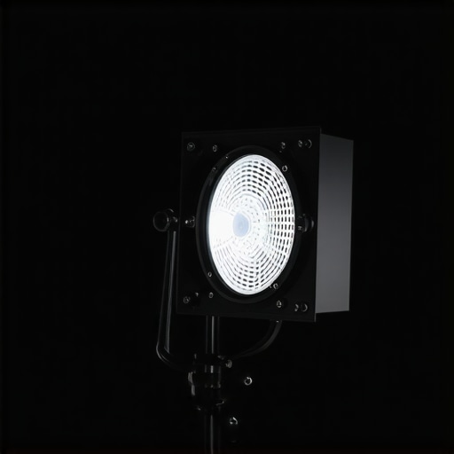 LED light with heat sink and cooling fans in studio environment