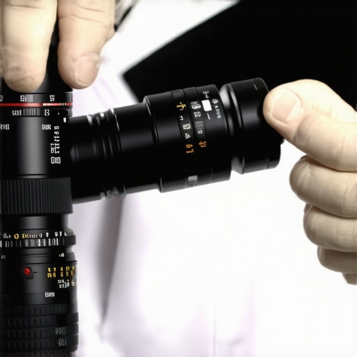 A professional cleaning a cine lens to maintain optical quality