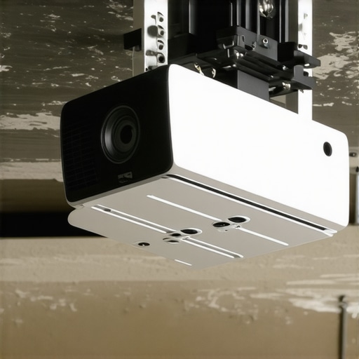 Detailed image showing a ceiling-mounted projector supported by robust hardware ensuring safety.
